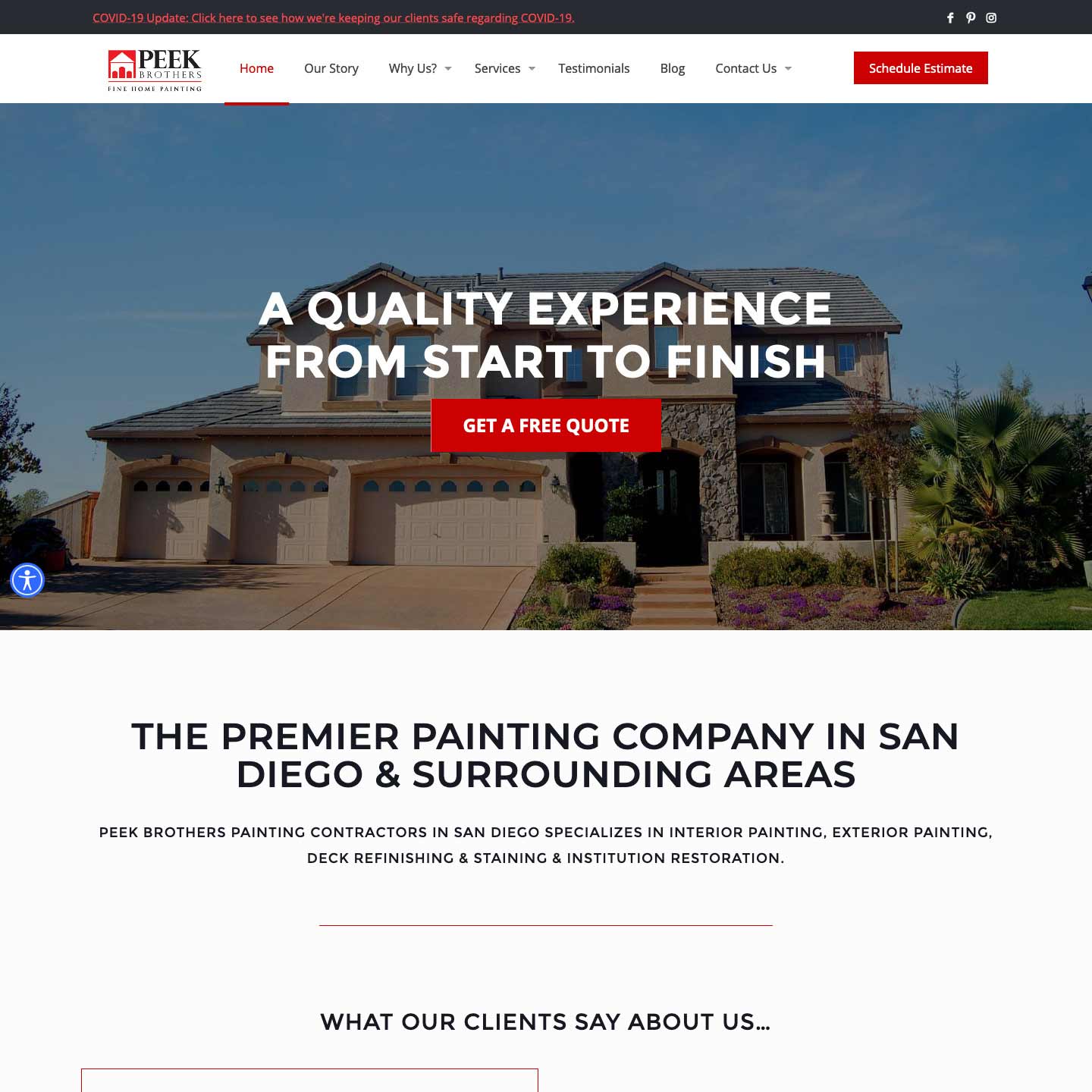 Peek Brothers Home Painting website